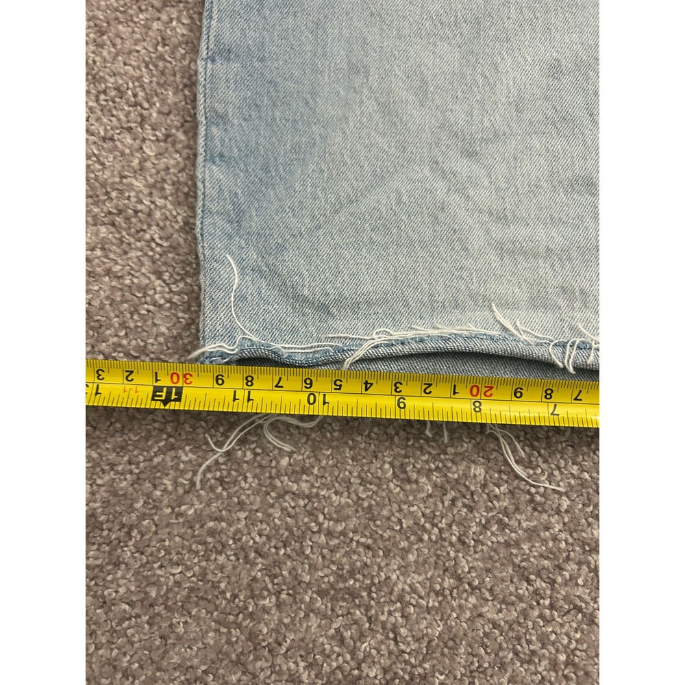Gap Cheeky Midi Short Women 32 14R Light Blue High Rise Raw Hem Distressed - Picture 6 of 10